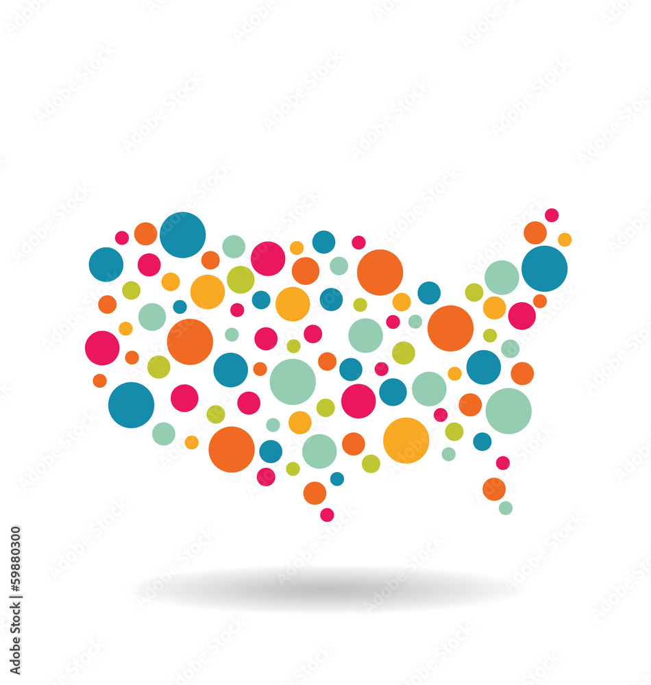 Vector Map USA circles Vector Map USA circles