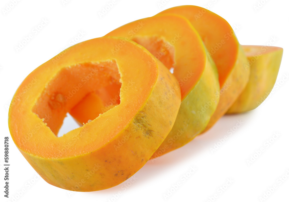 Papaya fruit isolated on a white background
