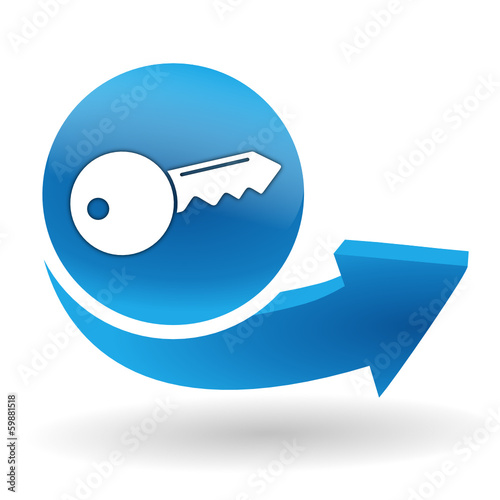 clef sur bouton web bleu