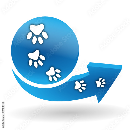 pattes de chien sur bouton web bleu