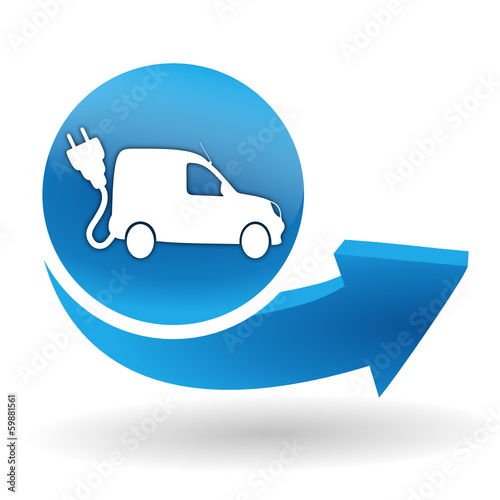 utilitaire électrique sur bouton web bleu
