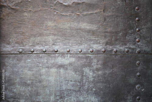 Quadro em tela Black metal plate or armour texture with rivets