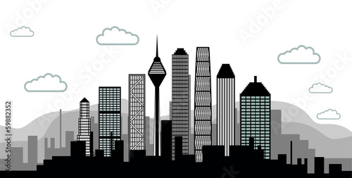 skyline - black and white