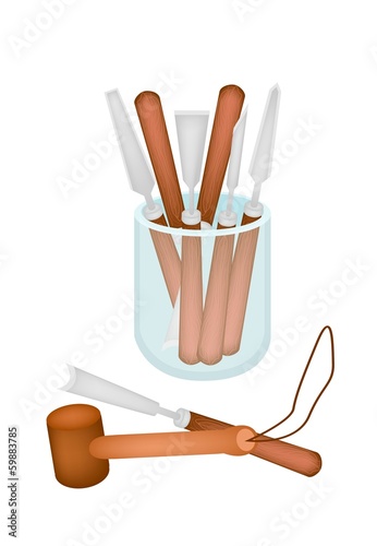 Set of Carving Tools in A Jar