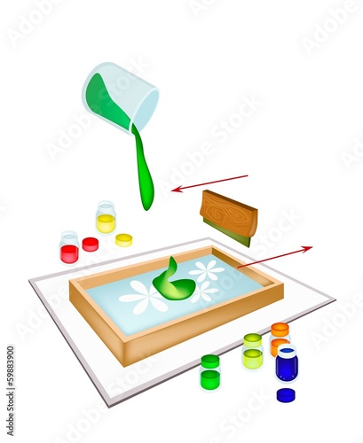 A Squeegee Screen Printing on A Tile