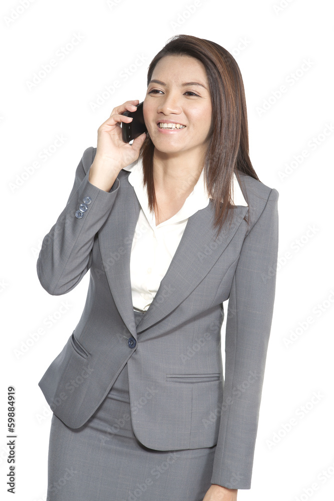 Asian business woman attractive brunette enjoy talking mobile ph Asian business woman attractive brunette enjoy talking mobile ph