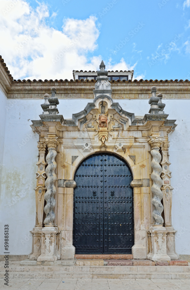 Fototapeta premium Entrance of the Baroque church in Cabra