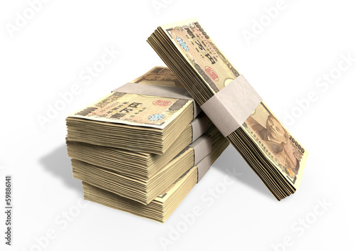 Japanese Yen Notes Pile photo