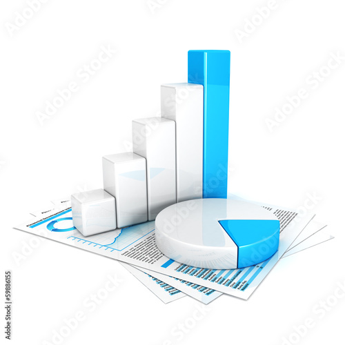 Billede på lærred 3d statistics, isolated white background, 3d image
