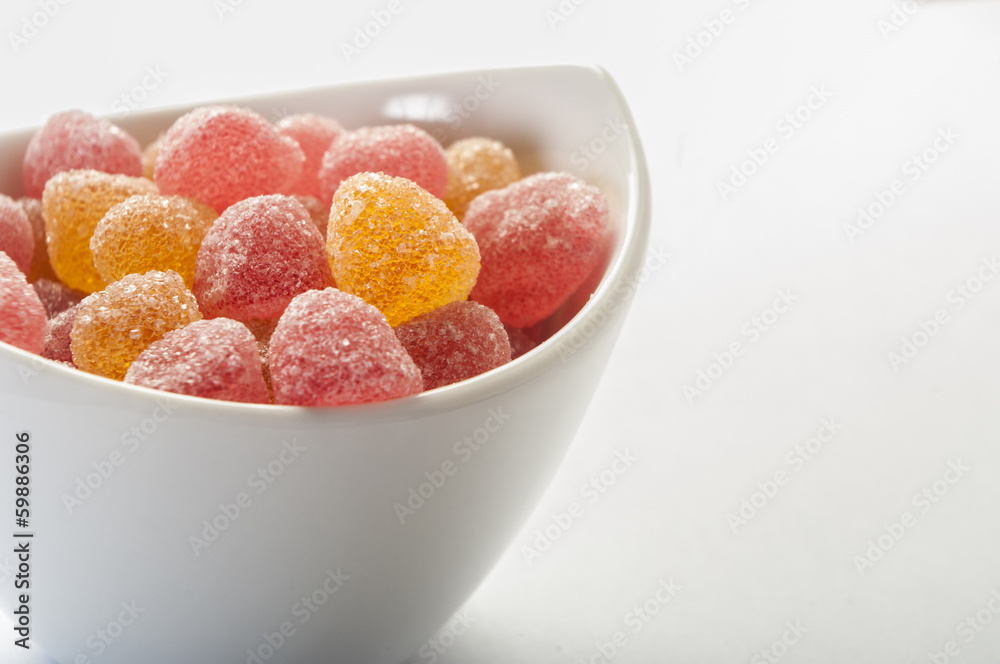 Delicious colorful jelly candy on a white background Delicious colorful jelly candy on a white background