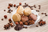 pile of chocolate, coffee and nut macaroons