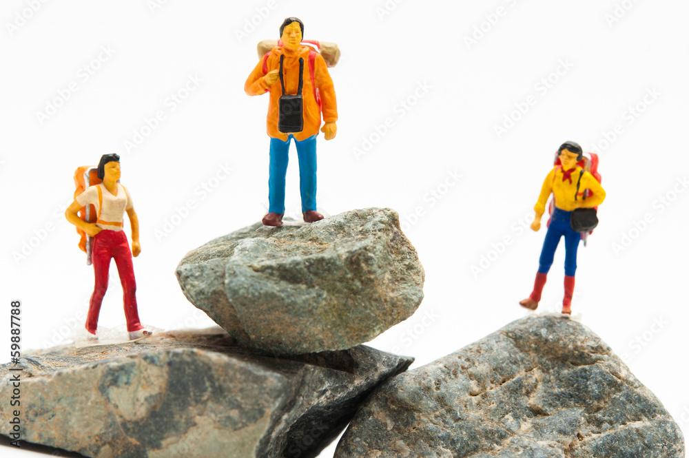 登山しているミニチュアの人形 Stock Photo Adobe Stock