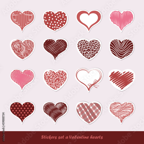 Set of stickers Valentine hearts