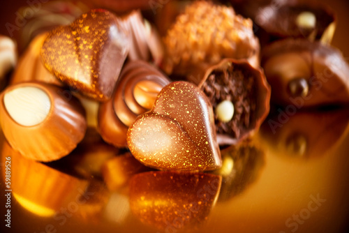 Valentine Chocolates. Assorted Chocolate Candies