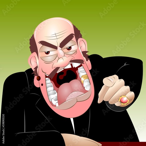 Εκτύπωση καμβά Angry chief shouts very much