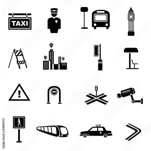 traffic icons, metropolis set