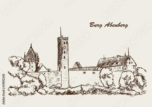 Burg Abenberg Zeichnung Illustration