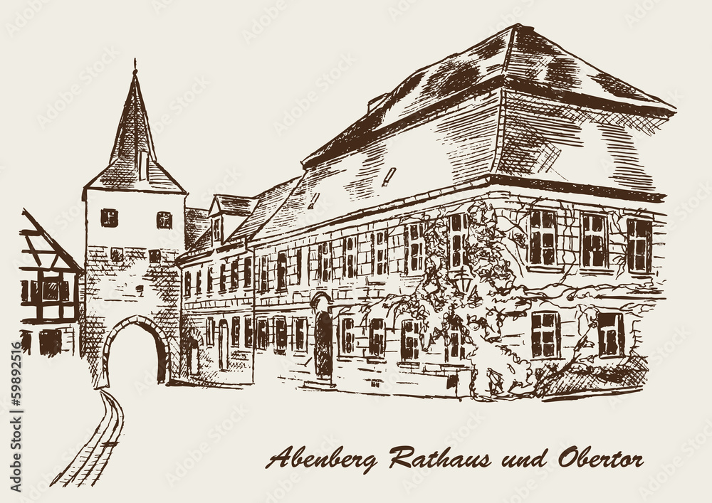 Rathaus und Obertor Stadt Abenberg