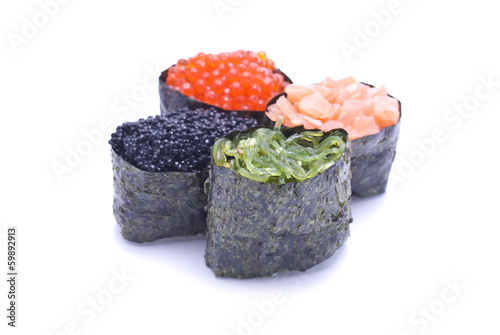 Wallpaper Mural Four Various Gunkan Maki isolated on white Torontodigital.ca