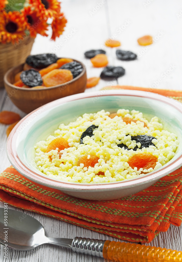 Millet porridge with dried fruit Millet porridge with dried fruit