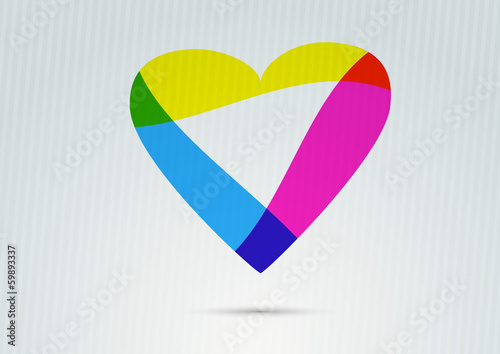 Banner with transparent colorful valentine heart