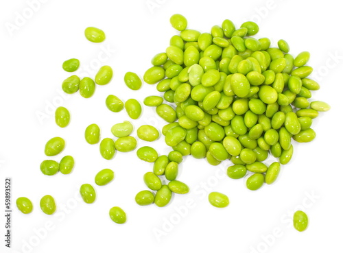 edamame nibbles, boiled green soy beans, japanese food photo