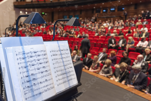 Sheet music at the stage