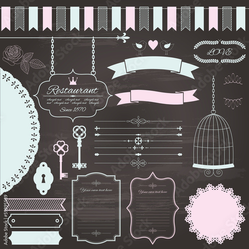 Design elements set on chalkboard background.
