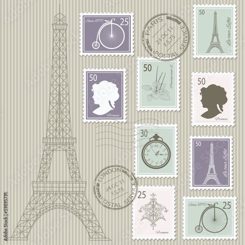 Postage stamps set.