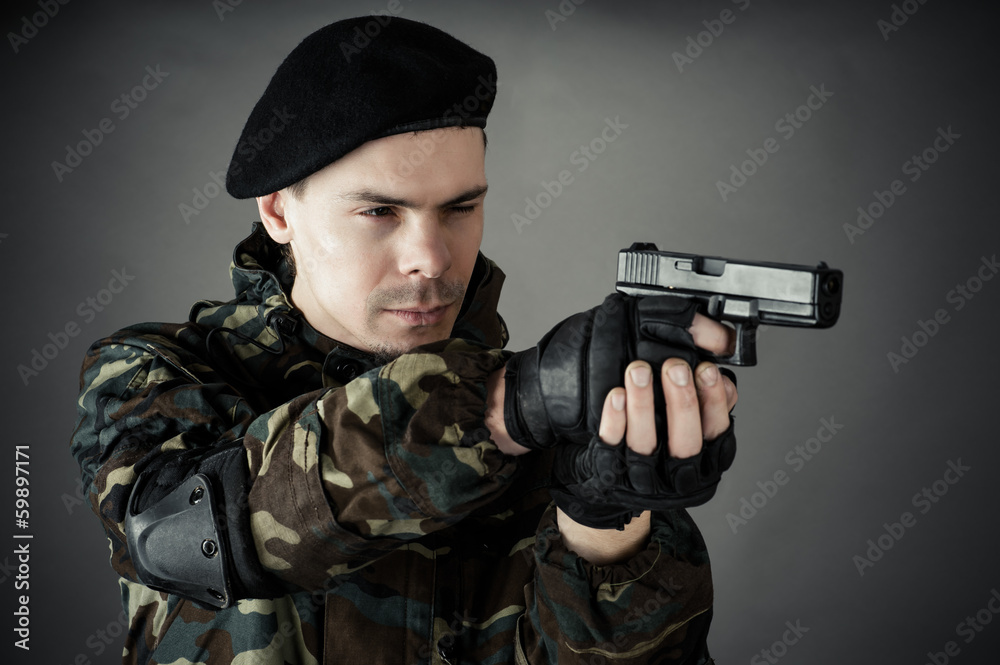 man practiced in improving shooting skills man practiced in improving shooting skills