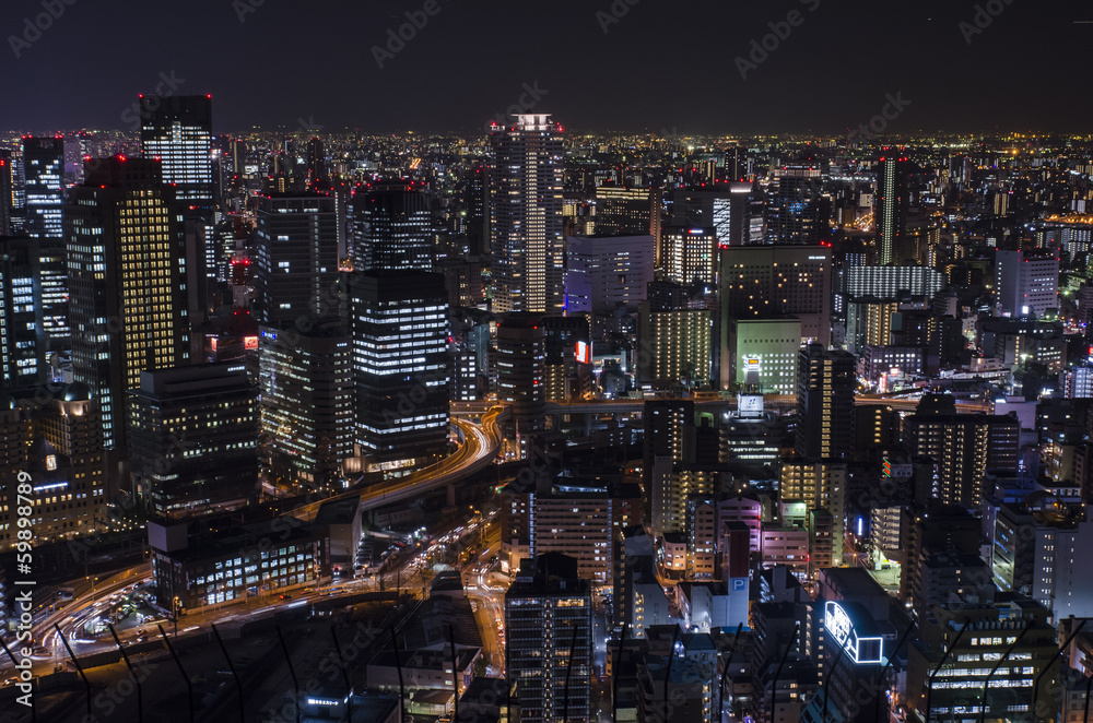 Night view at Osaka Japan, on the top of Umeda Sky Building
