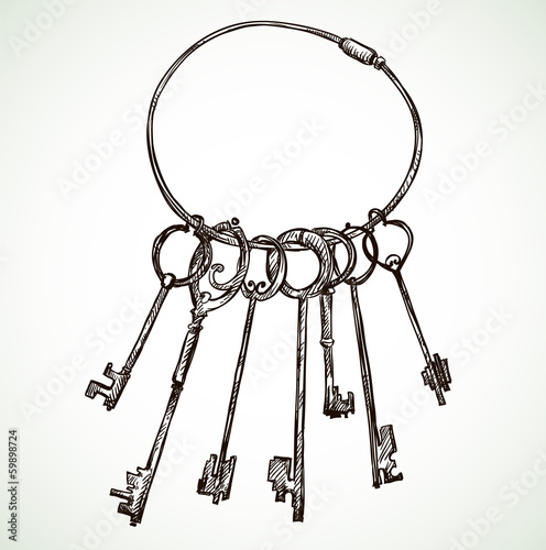 Bunch of keys vector drawing