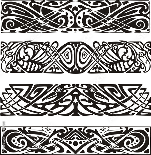 knot designs in celtic style with birds