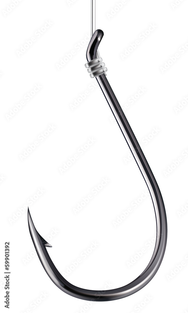 Fishhook, isolated on white. Vector illustration Fishhook, isolated on white. Vector illustration