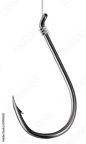 Fishhook, isolated on white. Vector illustration