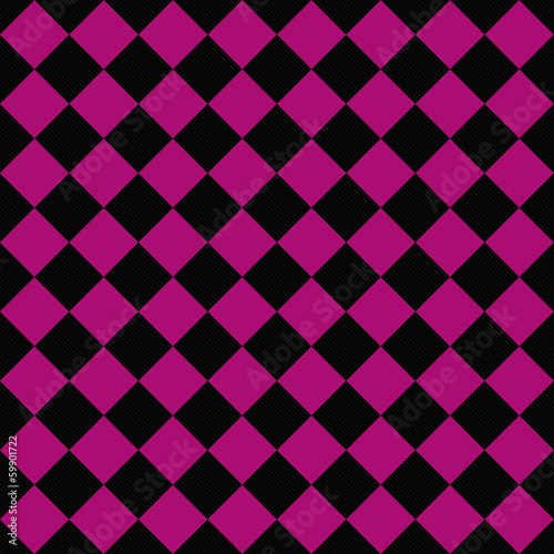 Black and Pink Diagonal Checkers on Textured Fabric Background