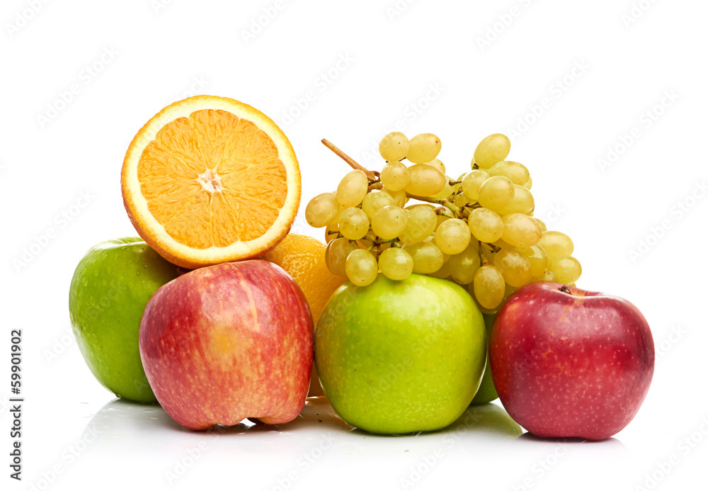 Composition with fruits isolated on a white Composition with fruits isolated on a white