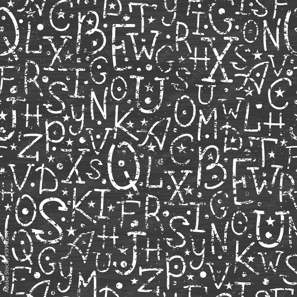 vector chalkboard alphabet letters seamless pattern background