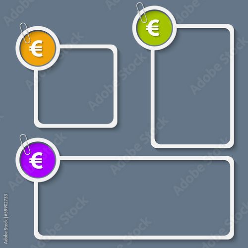 Free Download set of three white frame for any text with euro sign and paper c - GFXLoad