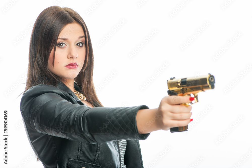 Frau mit Waffe