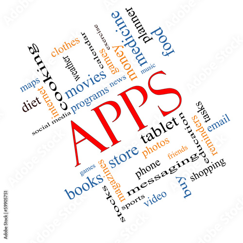 Apps Word Cloud Concept Angled