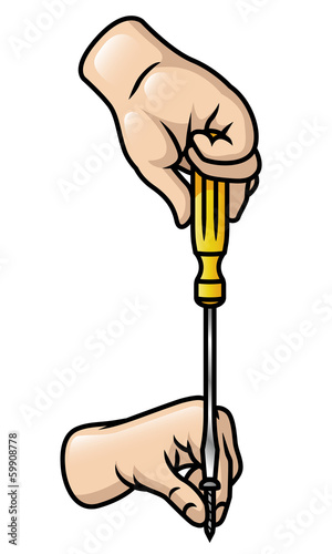 Hands Using A Screwdriver