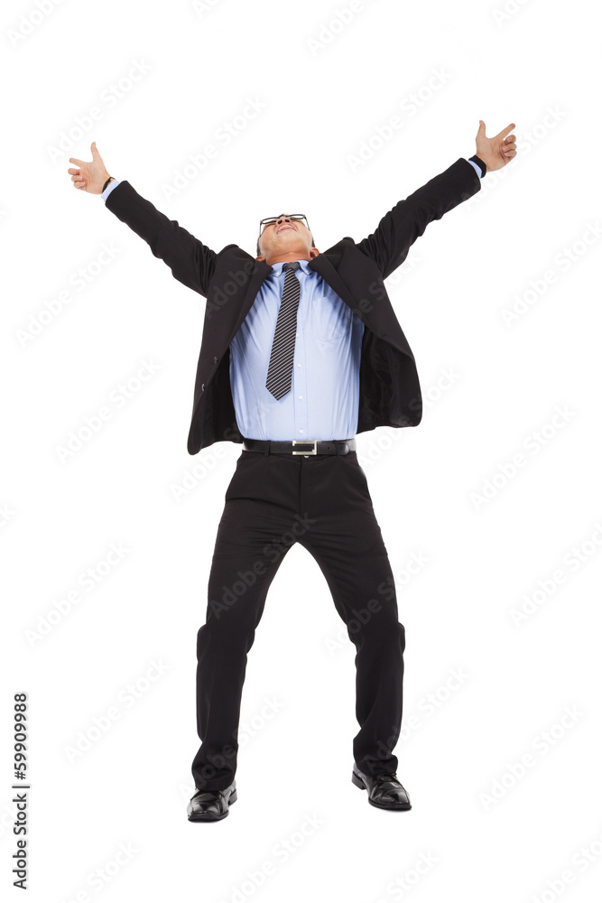 happy businessman raise arms up to celebrate .. happy businessman raise arms up to celebrate ..
