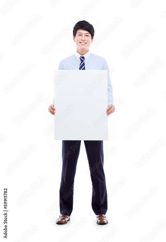 Young Asian business man holding a pannel. Young Asian business man holding a pannel.