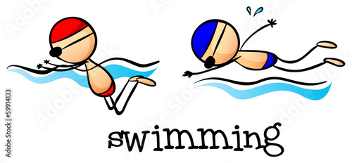 Two boys swimming