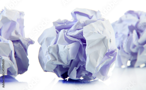 Crumpled paper balls isolated on white