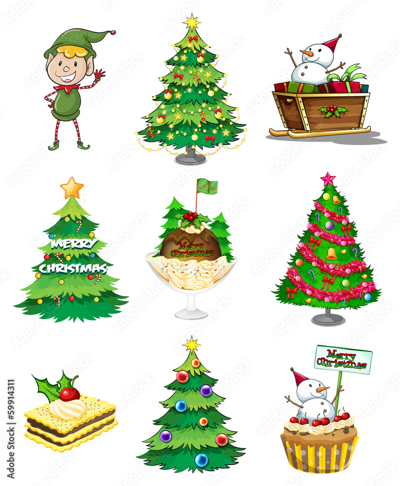 A Santa elf with the other christmas decorations A Santa elf with the other christmas decorations