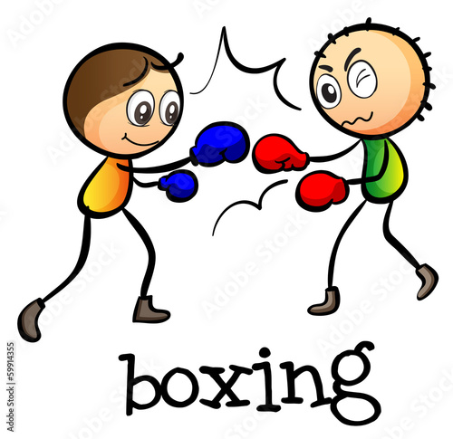 Two stickmen boxing