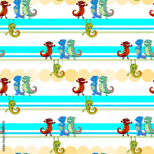 A seamless design with lizards