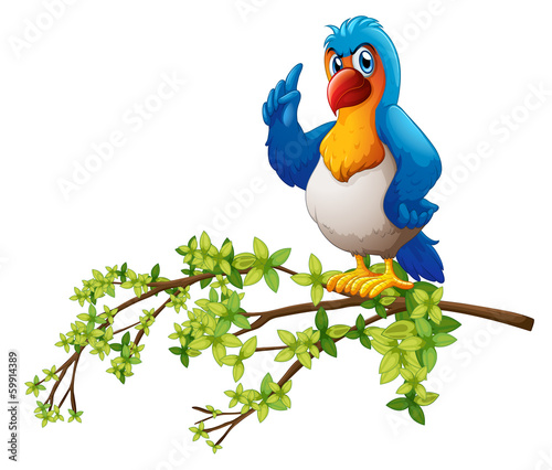 A parrot above the branch of a tree